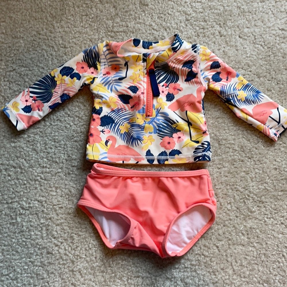 Ruffle butts baby swim long sleeve top and bottom 3-6 months
